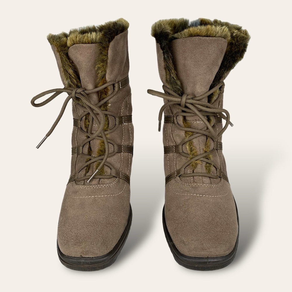 Ara Magaly GORE-TEX Brown MicroSuede Faux Fur Weatherproof Lace Up Boots Cabin